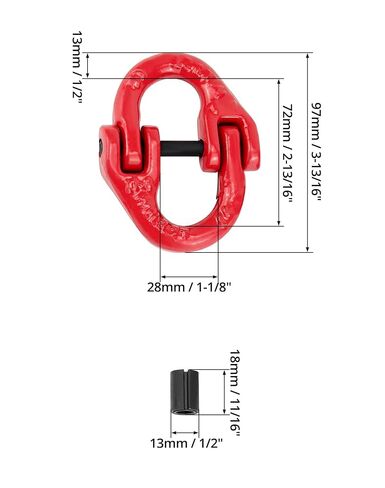 QWORK 10 Pcs Red Painted G80 Alloy Steel Connecting Link, 3/8", 7100 lbs Working Load Limit, Hammer Lock Safety Chain Connector Link in Kuwait