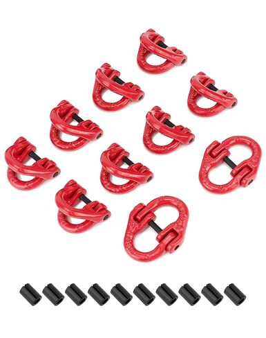 QWORK 10 Pcs Red Painted G80 Alloy Steel Connecting Link, 3/8", 7100 lbs Working Load Limit, Hammer Lock Safety Chain Connector Link in Kuwait