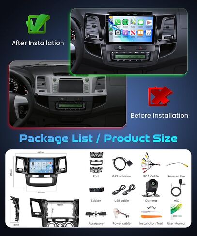 Android Car Stereo for Toyota Fortuner Hilux 2005-2014 Car Radio, Rimoody 9 Inch Touch Screen Head Unit with Mirror Link WiFi GPS Navigation Bluetooth FM RDS AHD Backup Camera SWC MIC Car Audio in Saudi Arabia