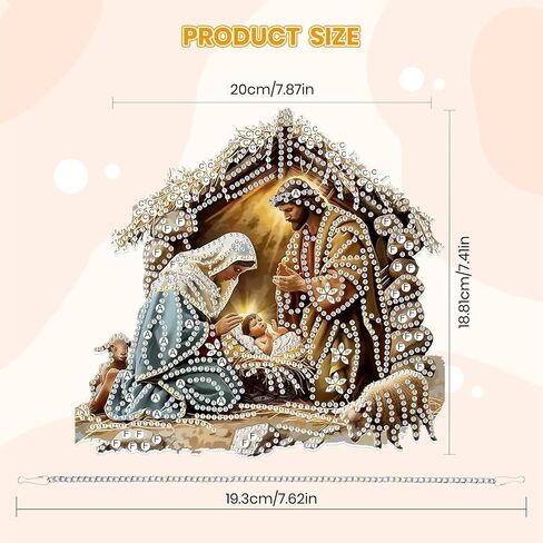 MOGTAA Christmas Diamond Art Hanging Kits for Adults Kids, Jesus Diamond Art Suncatchers, 5D Special Shape Diamond Painting Window Pendant Kit for Home Garden Wall Decor in Saudi Arabia