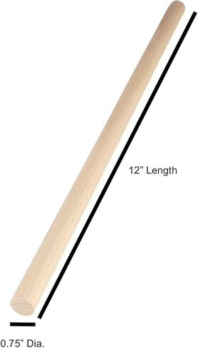 Round Wooden Dowel Rod 3/4" x 12" – Solid Hardwood Dowel for Crafts, DIY, Woodworking, and Arts Projects, Smooth Unfinished Wood Dowels for Crafting, School, and Hobby Projects, 4-Pack in Saudi Arabia