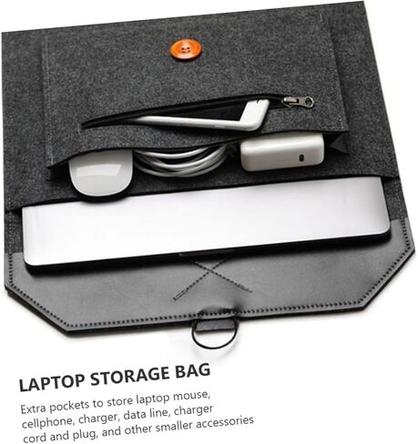 Felt Laptop Sleeve Bag Scratch-Resistant Carrying Case for Notebook with Extra Pockets for Accessories for Business and Travel Use in Saudi Arabia