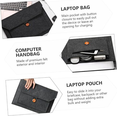 Felt Laptop Sleeve Bag Scratch-Resistant Carrying Case for Notebook with Extra Pockets for Accessories for Business and Travel Use in Saudi Arabia