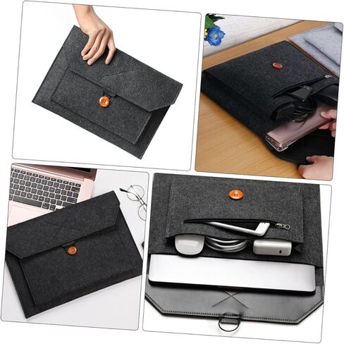 Felt Laptop Sleeve Bag Scratch-Resistant Carrying Case for Notebook with Extra Pockets for Accessories for Business and Travel Use in Saudi Arabia
