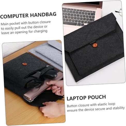 Felt Laptop Sleeve Bag Scratch-Resistant Carrying Case for Notebook with Extra Pockets for Accessories for Business and Travel Use in Saudi Arabia