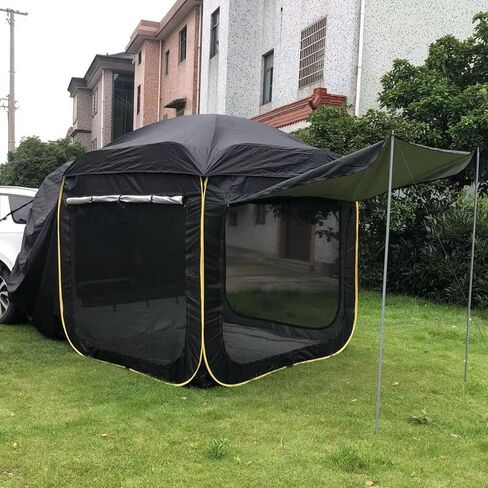 Pop Up Car Rear Tent, SUV Car Tailgate Awning Tents for Camping,Portable Big Space Van Trunk Tent Cover, UV Protection Coating Water Proof (Black) in Saudi Arabia