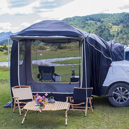 Pop Up Car Rear Tent, SUV Car Tailgate Awning Tents for Camping,Portable Big Space Van Trunk Tent Cover, UV Protection Coating Water Proof (Black) in Saudi Arabia