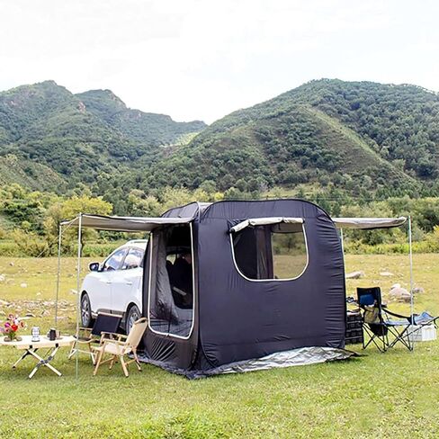 Pop Up Car Rear Tent, SUV Car Tailgate Awning Tents for Camping,Portable Big Space Van Trunk Tent Cover, UV Protection Coating Water Proof (Black) in Saudi Arabia