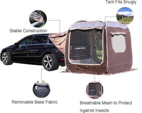 Pop Up Car Rear Tent, SUV Car Tailgate Awning Tents for Camping,Portable Big Space Van Trunk Tent Cover, UV Protection Coating Water Proof (Black) in Saudi Arabia