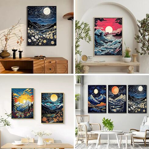 ecbeitf 6 حزم الماس اللوحة المناظر الطبيعية مجردة 11.8x15.7 بوصة، DIY 5D كامل جولة الحفر الماس لوحات فنية مجموعات للبالغين المبتدئين ديكور جدار المنزل in Saudi Arabia
