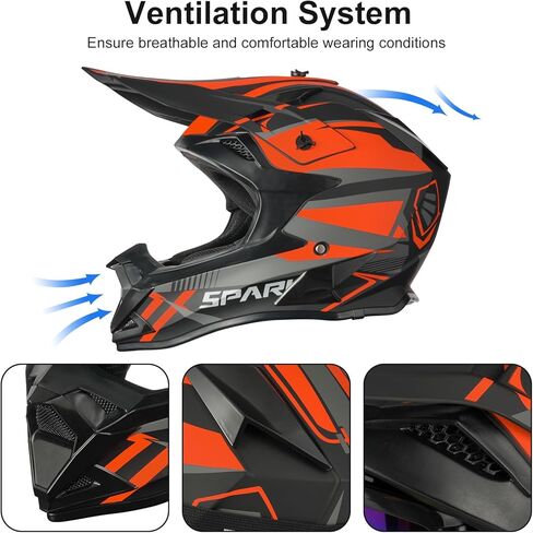Adult Motocross Helmet ATV Dirt Bike Off-Road Full Face Motorcycle Helmet W/Goggles Gloves & Mask, DOT Approved in Saudi Arabia