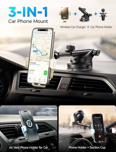 CHGeek Cell Phone Car Mount, Auto Clamping Phone Holder fit for iPhone 15 14 13 12 Mini Pro Max 11 Xs, Samsung Galaxy in Saudi Arabia