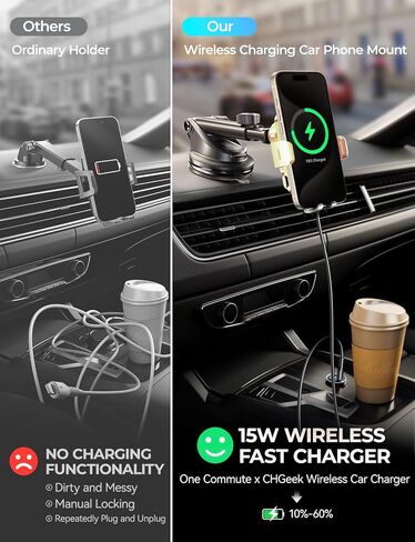 CHGeek Cell Phone Car Mount, Auto Clamping Phone Holder fit for iPhone 15 14 13 12 Mini Pro Max 11 Xs, Samsung Galaxy in Saudi Arabia