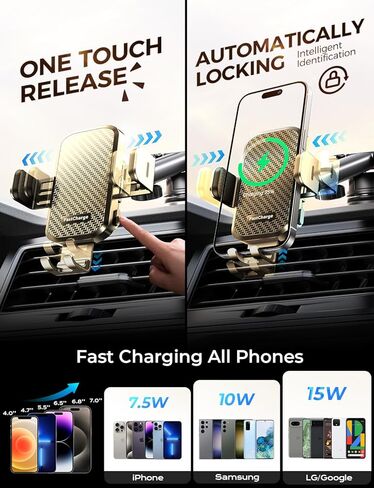 CHGeek Cell Phone Car Mount, Auto Clamping Phone Holder fit for iPhone 15 14 13 12 Mini Pro Max 11 Xs, Samsung Galaxy in Saudi Arabia