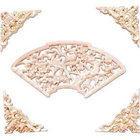 5 قطع من الخشب المنحوت مرصعة بالخشب المزخرف مرصعة بالأثاث المنحوت DIY مرصعة بمركز غير مصبوغ لخزانة السرير وباب الخزانة ومرآة الموقد وخزانة الملابس وتزيين الأثاث، 05 in Kuwait