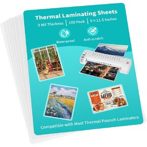 8.5" x 11" Thermal Laminating Pouches 5 mil, Clear 9 x 11.5 Inch Laminating Sheet Paper for Thermal Laminator, Holds US Letter Size Lamination Sheets (100 Pack) in Saudi Arabia