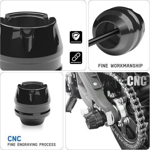 MFGZD CNC دراجة نارية المحور الخلفي العجلة المنزلقة حامي الإطار ل Ninja650/1000/400 Z650 CBR1000RR S1000RR RSV4 CBR600RR CRF1100L YZF-R7 R1 R6 R3 MT-03 FZ-10 G310R GSR750 GSX-S750/1000 RS660 (أسود) in Kuwait