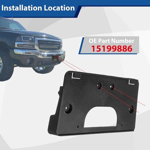 دعامة لوحة الترخيص الأمامية متوافقة مع 2003 2004 2005 2006 2007 GMC Sierra 1500 2500HD 3500HD 15199886 GM1068135 إطار حامل لوحة ترخيص المصد الأمامي in Kuwait