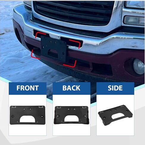 دعامة لوحة الترخيص الأمامية متوافقة مع 2003 2004 2005 2006 2007 GMC Sierra 1500 2500HD 3500HD 15199886 GM1068135 إطار حامل لوحة ترخيص المصد الأمامي in Kuwait