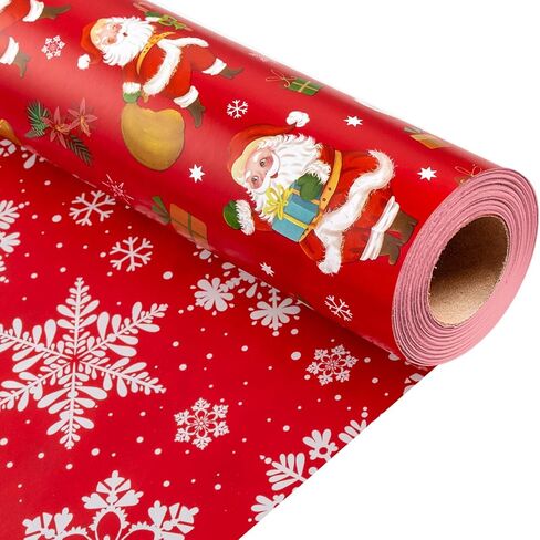 لفات ورق تغليف عيد الميلاد من Merture Pink Santa - لفة صغيرة - 17 بوصة × 32.8 قدم (46.5 قدم مربع. ttl.) - غلاف هدايا وردي للفتيات مع تصميم سانتا كلوز اللطيف وقصب الحلوى لعيد الميلاد، والحفلات، والعطلات، والاحتفال بالمهرجانات in Kuwait
