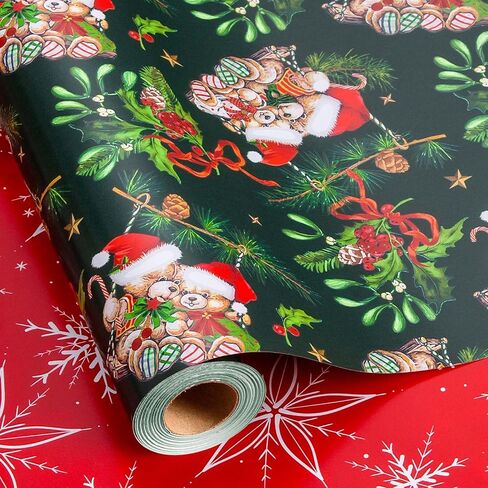 لفات ورق تغليف عيد الميلاد من Merture Pink Santa - لفة صغيرة - 17 بوصة × 32.8 قدم (46.5 قدم مربع. ttl.) - غلاف هدايا وردي للفتيات مع تصميم سانتا كلوز اللطيف وقصب الحلوى لعيد الميلاد، والحفلات، والعطلات، والاحتفال بالمهرجانات in Kuwait