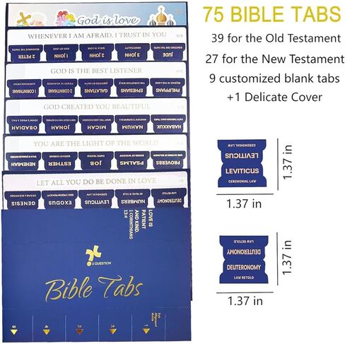 علامات تبويب الكتاب المقدس باللون الأزرق منتصف الليل مع حروف من رقائق الذهب، و66 علامة تبويب لمؤشر الكتاب المقدس للرجال والنساء، وعلامات تبويب كبيرة مطبوعة مقاومة للماء، وعلامات تبويب الكتاب المقدس الدراسية مع عناوين الفصول وملخصاتها (أزرق منتصف الليل) in Kuwait
