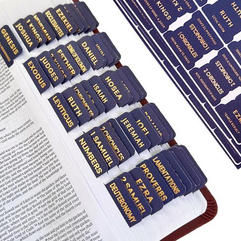 علامات تبويب الكتاب المقدس باللون الأزرق منتصف الليل مع حروف من رقائق الذهب، و66 علامة تبويب لمؤشر الكتاب المقدس للرجال والنساء، وعلامات تبويب كبيرة مطبوعة مقاومة للماء، وعلامات تبويب الكتاب المقدس الدراسية مع عناوين الفصول وملخصاتها (أزرق منتصف الليل) in Kuwait