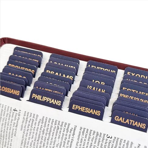 علامات تبويب الكتاب المقدس باللون الأزرق منتصف الليل مع حروف من رقائق الذهب، و66 علامة تبويب لمؤشر الكتاب المقدس للرجال والنساء، وعلامات تبويب كبيرة مطبوعة مقاومة للماء، وعلامات تبويب الكتاب المقدس الدراسية مع عناوين الفصول وملخصاتها (أزرق منتصف الليل) in Kuwait