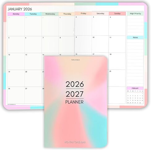 2026-2027 Pocket Planner | Small A6 Size - Fits in Your Bag | Two-Year Calendar | Premium 120gsm Paper | Portable & Durable Design (Mono) in Saudi Arabia