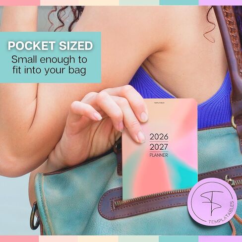 2026-2027 Pocket Planner | Small A6 Size - Fits in Your Bag | Two-Year Calendar | Premium 120gsm Paper | Portable & Durable Design (Mono) in Saudi Arabia