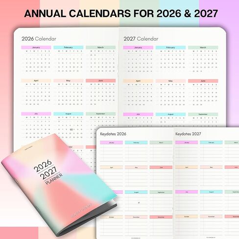 2026-2027 Pocket Planner | Small A6 Size - Fits in Your Bag | Two-Year Calendar | Premium 120gsm Paper | Portable & Durable Design (Mono) in Saudi Arabia