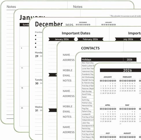2026 Pocket Planner, Small Weekly and Monthly Calendar Planner 2026 Academic Year (January 2026-December 2026) Purse Size, Agenda Book for Teacher, School Student, Office,Home (Green JAN2026-DEC2026) in Saudi Arabia