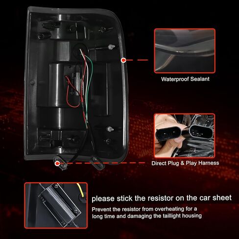 مصابيح خلفية LED متسلسلة كاملة لسيارة Ford F-150 2004-2008، تسلسل بدء التشغيل الديناميكي، عدسة مدخنة، مظهر مخصص فريد، إشارة الانعطاف، مجموعة المصابيح الخلفية للفرامل والعكس in Kuwait