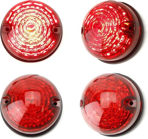 iJDMTOY 12V 70mm Round Dome Shape Flush Mount Red Lens Brilliant Red LED Taillight Tail/Brake Lights, Turn Signal Lamps, Compatible With Classic 50s 60s Car Caravan Truck SUV, etc in Saudi Arabia