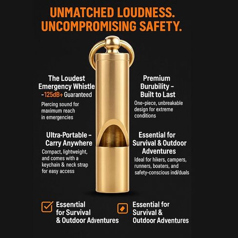 أعلى صافرة نحاسية أفضل صافرة طوارئ ممتازة 125 ديسيبل + قطعة واحدة صافرة بقاء في الهواء الطلق على سلسلة المفاتيح in Saudi Arabia