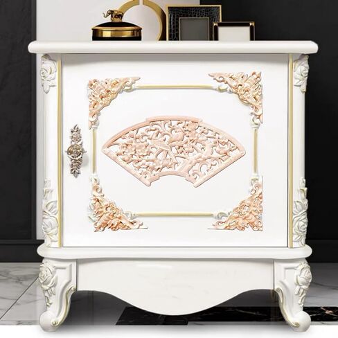 5 قطع من الخشب المنحوت مرصعة بالخشب المزخرف مرصعة بالأثاث المنحوت DIY مرصعة بمركز غير مصبوغ لخزانة السرير وباب الخزانة ومرآة الموقد وخزانة الملابس وتزيين الأثاث، 05 in Kuwait