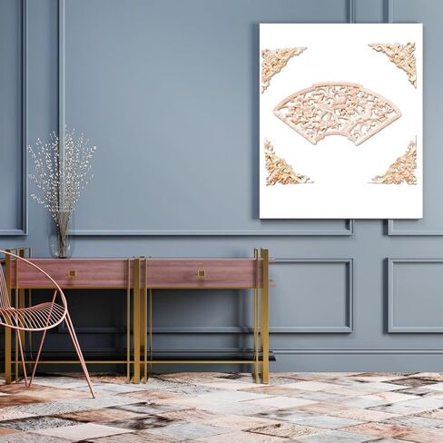 5 قطع من الخشب المنحوت مرصعة بالخشب المزخرف مرصعة بالأثاث المنحوت DIY مرصعة بمركز غير مصبوغ لخزانة السرير وباب الخزانة ومرآة الموقد وخزانة الملابس وتزيين الأثاث، 05 in Kuwait