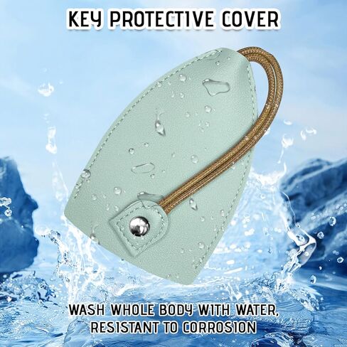 2PCS Car Key Case, PU Leather Creative Pull-Out Large-Capacity Car Keychain, Cute Key Fob Case with Holder Hook(Green) in Saudi Arabia