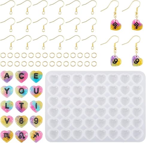 Number & Letter Silicone Molds 2Pcs Number Alphabet Jewelry Casting Mold with Jewelry Findings for DIY Crafts Keychain Jewelry Making Supplies in Saudi Arabia