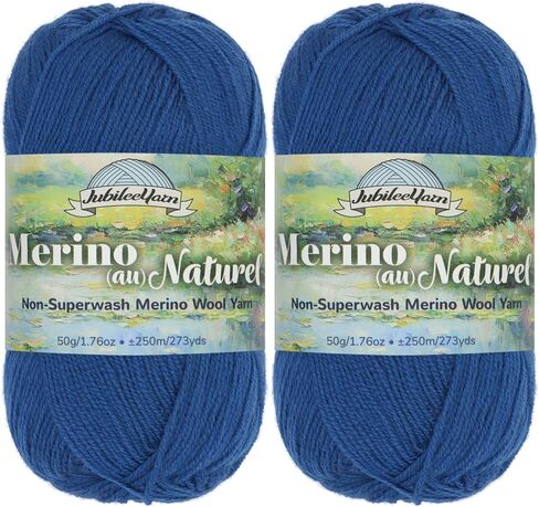 خيوط JubileeYarn Merino Au Naturel - 50 جم/خصلة من صوف ميرينو الناعم غير القابل للغسيل الفائق - شارع باريس؛ يوم ممطر - 2 سكين in Kuwait