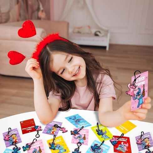 Valentines Day Gifts for Kids, Pack of 24 Valentines Cards for Kids with Cute Keychains, Valentine's Day Greeting Cards for Boys Girls Party Favors, Calssroom Exchange in Saudi Arabia