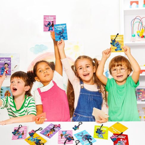 Valentines Day Gifts for Kids, Pack of 24 Valentines Cards for Kids with Cute Keychains, Valentine's Day Greeting Cards for Boys Girls Party Favors, Calssroom Exchange in Saudi Arabia
