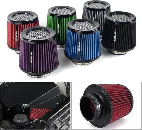 Car Air Filter High Flow Cone Cold Air Intake Filter Auto Modification Accessories Mesh Cone Universal 76mm 3inch(Black) in Saudi Arabia