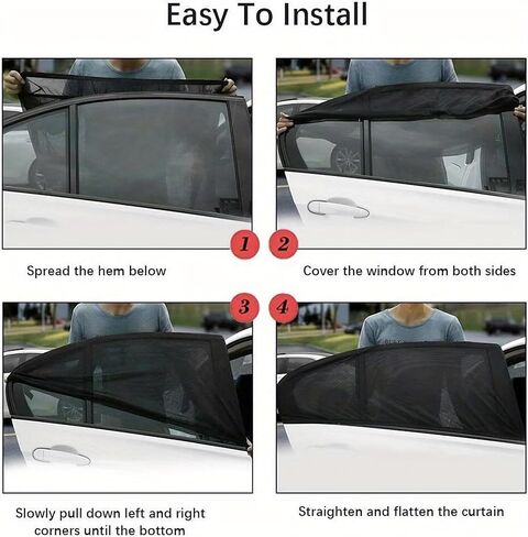 4pcs Premium Car Window Screens, Front and Rear Window Shades for Ultimate Sun Protection and Camping Comfort in Saudi Arabia
