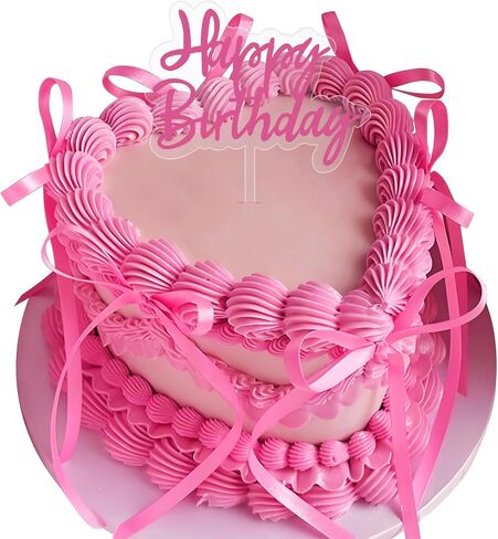 yuboo 10 Pack Bow Cake Topper, Ribbion Hot Pink Bows for Cake with Happy Birthday Sign, Coquette Themed Party Baby Shower Wedding Decorations Party Supplies,Bows for Cakes in Saudi Arabia