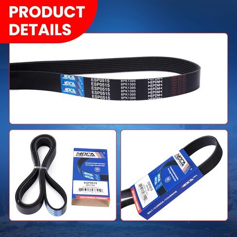 MOCA Serpentine Belt 8PK1395 Fits for 14-16 for BMW 335i GT xDrive/ 435i/ 435i xDrive/ M235i 3.0L, 13-15 for BMW 740i/ 740Li, 15-18 for M3/ X4 3.0L in Saudi Arabia