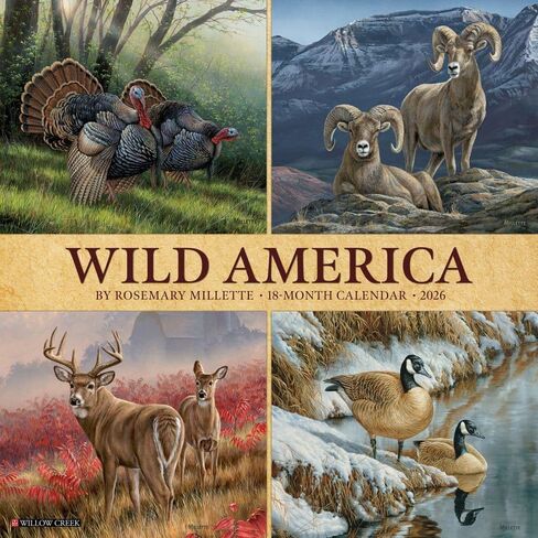 Willow Creek Press, Wild America 2026 Wall Calendar, 12'' X 12'', 18-Month Calendar with Stapled Binding in Saudi Arabia