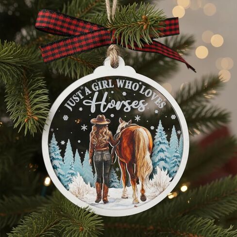 زينة الحصان لشجرة عيد الميلاد، زخرفة الألومنيوم لشجرة عيد الميلاد للحصان (ليست ثلاثية الأبعاد)، زينة عيد الميلاد في المزرعة 2023 لمحبي الخيول، والفروسية، وراكب الخيل، والمزارع in Kuwait