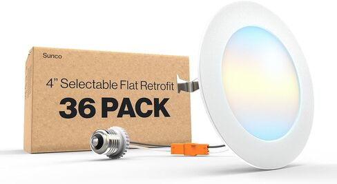 Sunco 20 حزمة 5CCT LED غائرة 6 بوصة، 1200 LM سطوع عالٍ، مصابيح مسطحة رفيعة للغاية، 2700K/3000K/4000K/5000K/6000K قابلة للاختيار، قابلة للتعتيم، 15 وات، تركيب تحديثي - مدرج في قائمة UL in Kuwait