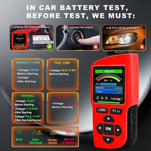 BT90 PRO 2-360Ah Battery Tester with Cloud Printing, 30-3800 CCA, 6V/12V/24V Digital Analyzer, SOH/SOC/Volt/Res/Cranking&Charging Test, Real‑Time Ambient Temp, AGM/EFB/Gel/Li in Kuwait